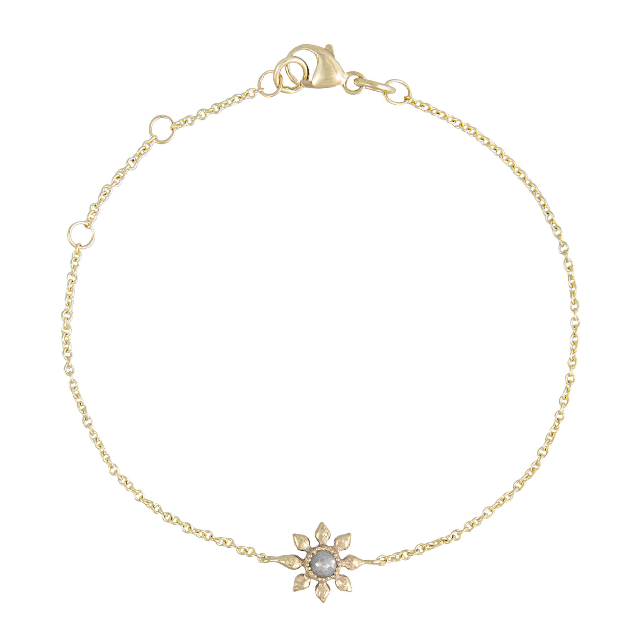 9ct Recycled Gold Rose Cut Diamond Flower Bracelet